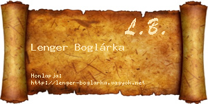 Lenger Boglárka névjegykártya